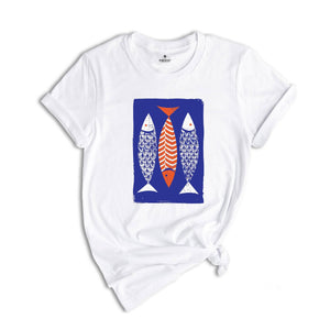 Boho Fishy Shirt, Boho Style Shirt, Fish Sketch Shirt, Retro Boho Shirt, Fishing Lover Shirt