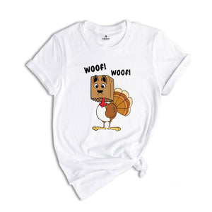 Turkey Dog Thanksgiving Shirt, Funny Turkey Shirt, Woof Turkey T-Shirt, Turkey Thanksgiving Shirt, Autumn Shirt