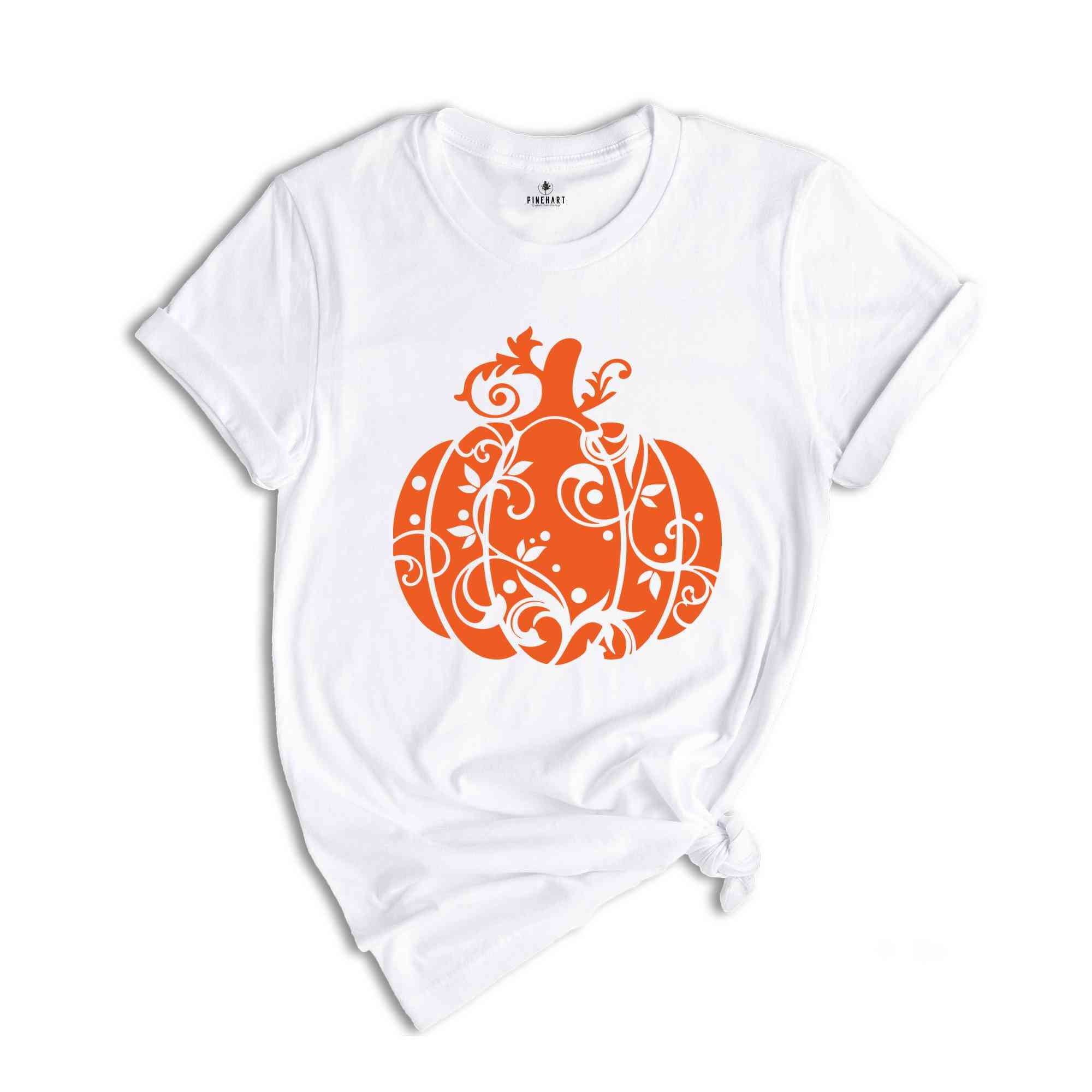 Floral Pumpkin T-Shirt, Halloween Shirt, Halloween Pumpkin Shirt, Fall shirt, Pumpkin Shirt, Halloween Season Gifts