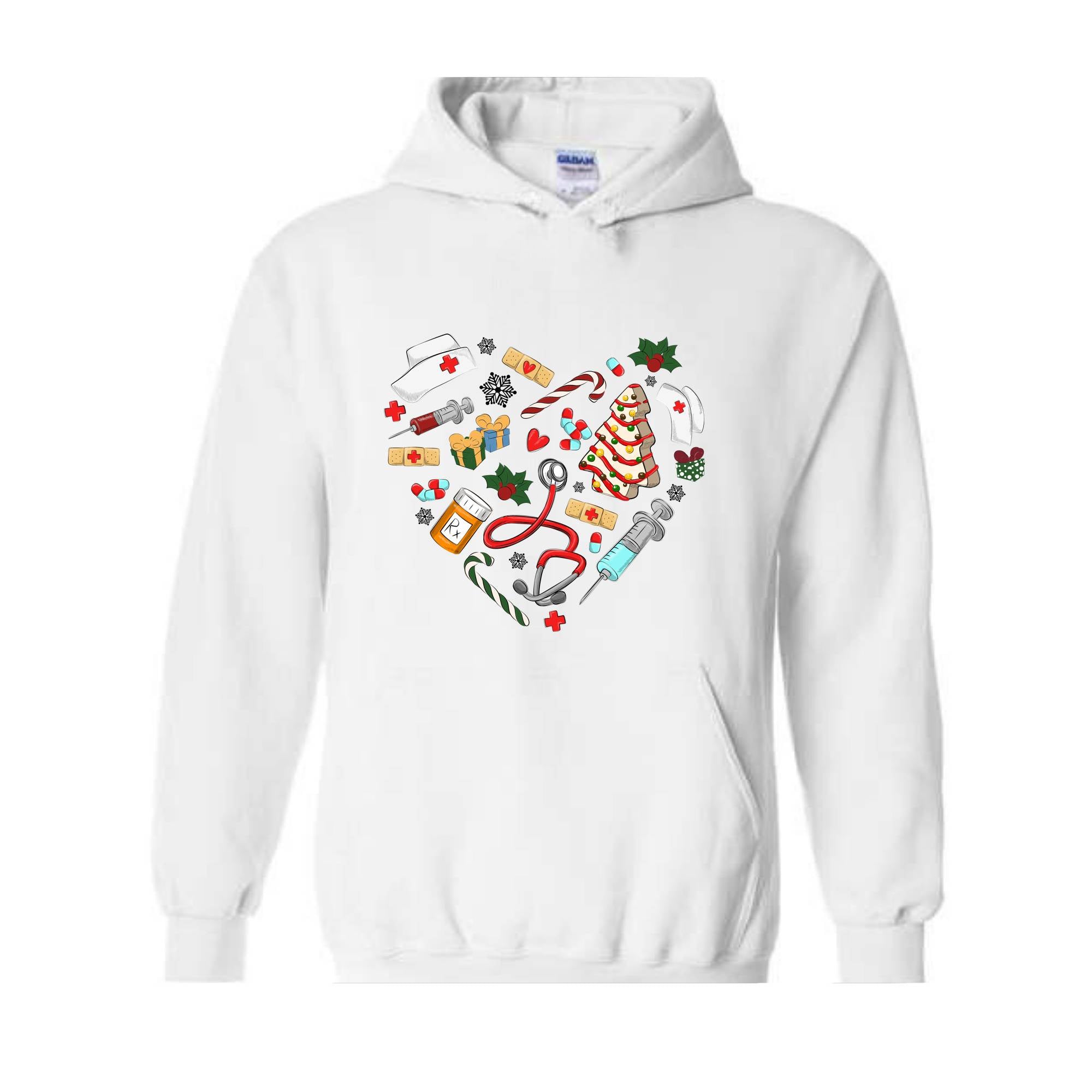 Heart Medical Nurse Christmas Hoodie, Holiday Nurse Hoodie, Christmas Nursing, Santa Nurse Sweater, Nurse Crewneck