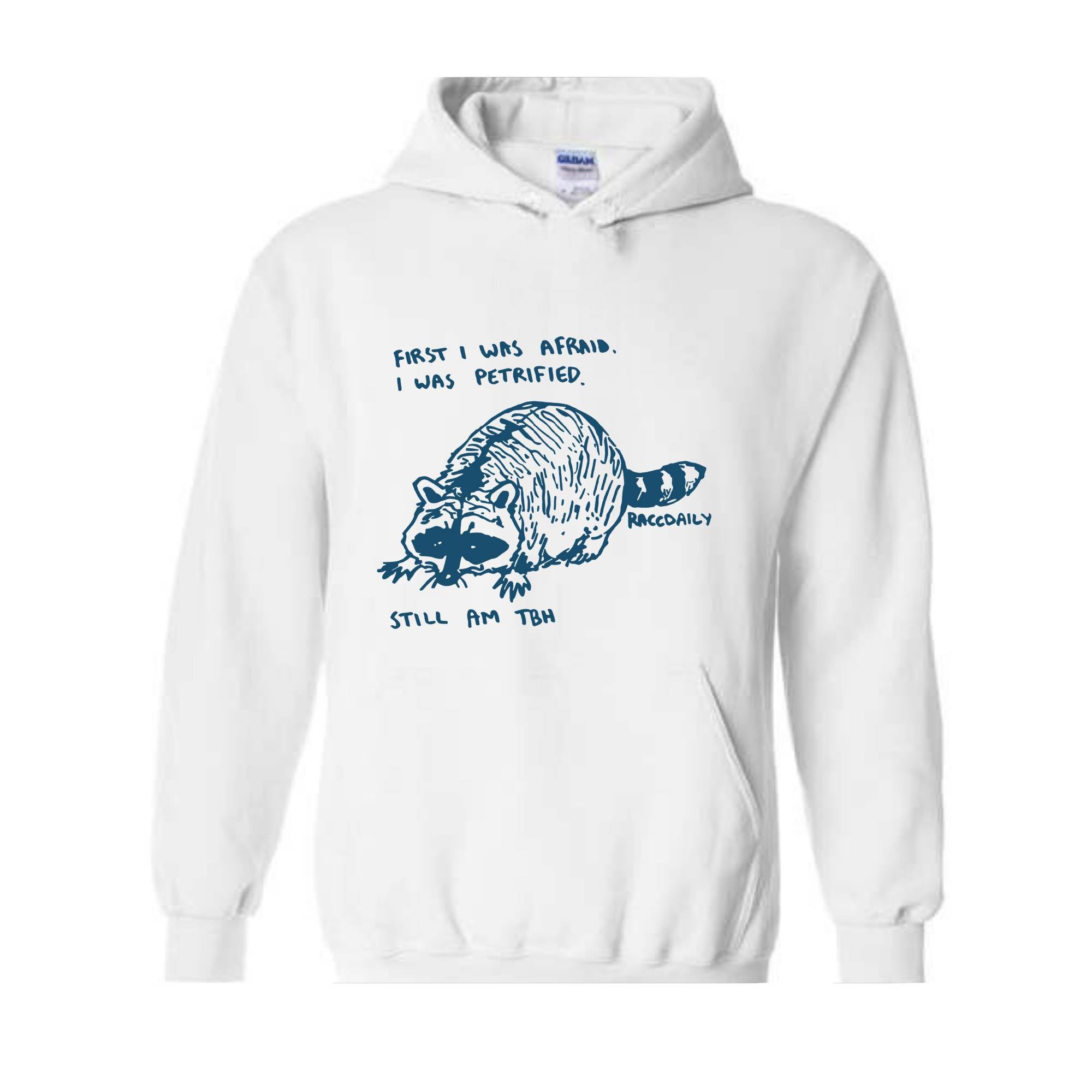 First I Was Afraid I Was Petrified Still I am TBH Hoodie, Raccoon Hoodie, Wildlife Hoodie, Funny Raccoon