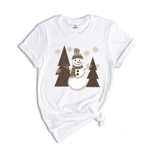 Leopard Christmas Snowman Shirt, Winter Cozy Shirt, Leopard Snowman Shirt, Christmas Shirt, Holiday Shirt, Christmas Mom Shirt