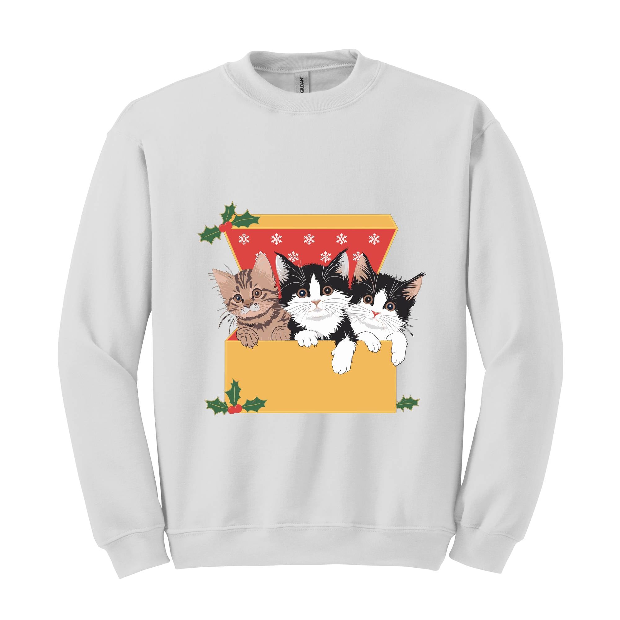 Cute Cat Christmas Sweatshirt, 90s Cat Christmas Hoodie, Retro Christmas Gift, Funny Cat Christmas Sweatshirt, Cat Lover Gift