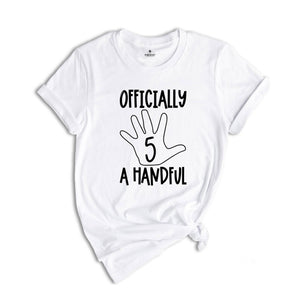 Officially A Handful T-shirt, 5th Birthday Matching Shirts, Fifth Birthday Gift, Fifth Birthday Party Tee, Cute Birthday Gift