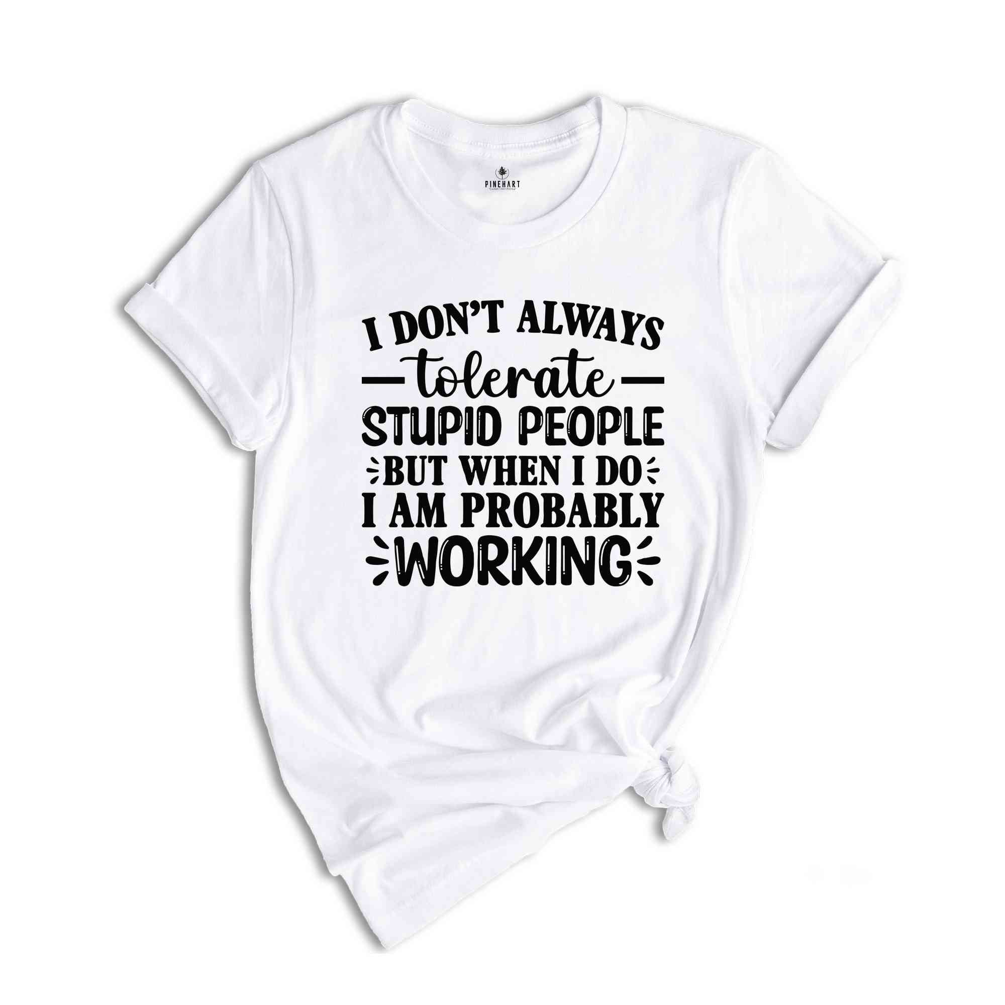 I Don't Always Tolerate Stupid People But When I Do I Am Probably At Work T-Shirt, Funny Work Shirt, Sarcastic Shirts