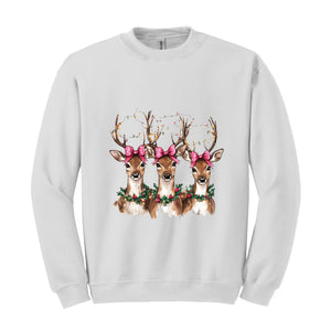 Reindeer Christmas Sweatshirt, Womens Christmas Sweater, Retro Christmas Shirt, Holiday Sweaters, Christmas Gifts, New Year Shirt