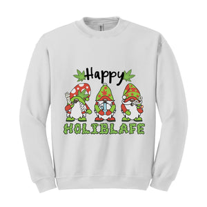 Happy Holiblafe Sweatshirt, Christmas Sweatshirt, Christmas Weed Sweater, Merry Weedmas Sweatshirt, Funny Christmas Sweater