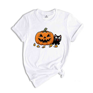 Black Cat And Pumpkin Shirt, Halloween Shirt, Vintage Black Cat Shirt, Fall Shirt, Spooky Season Shirt, Funny Halloween Shirt