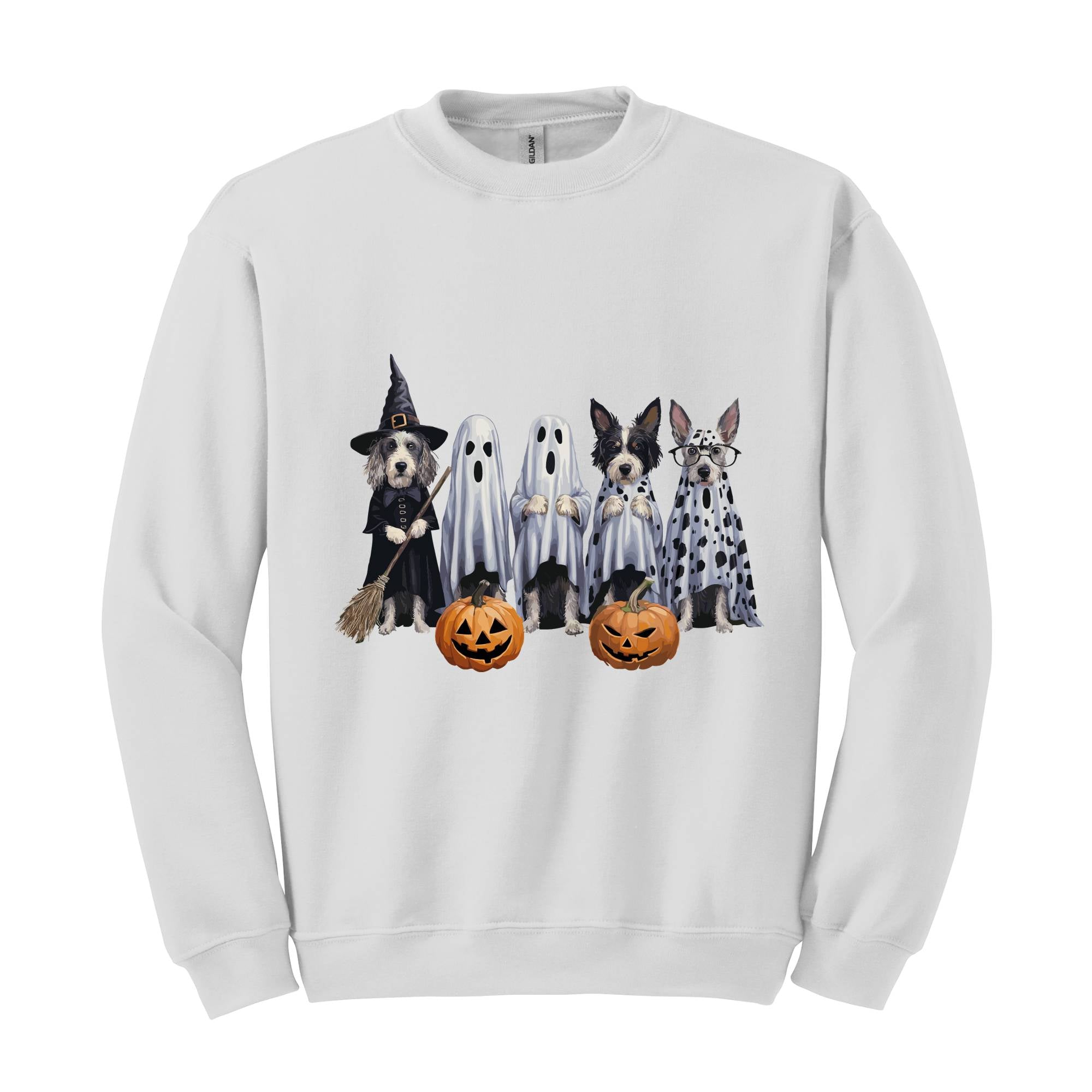 Halloween Sweatshirt,Halloween Sweater,Ghost Sweatshirt,Halloween Dog Sweatshirt,Ghost Dog Happy Halloween,Retro Spooky Season