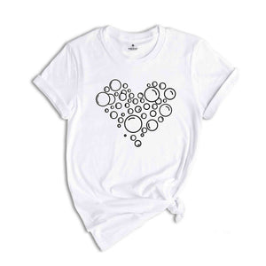 Bubbles Heart Shape Shirt, Cute Birthday T-shirt, Blowing Bubbles Tee, Girl Birthday Gift, Cute Soap Bubble Gift