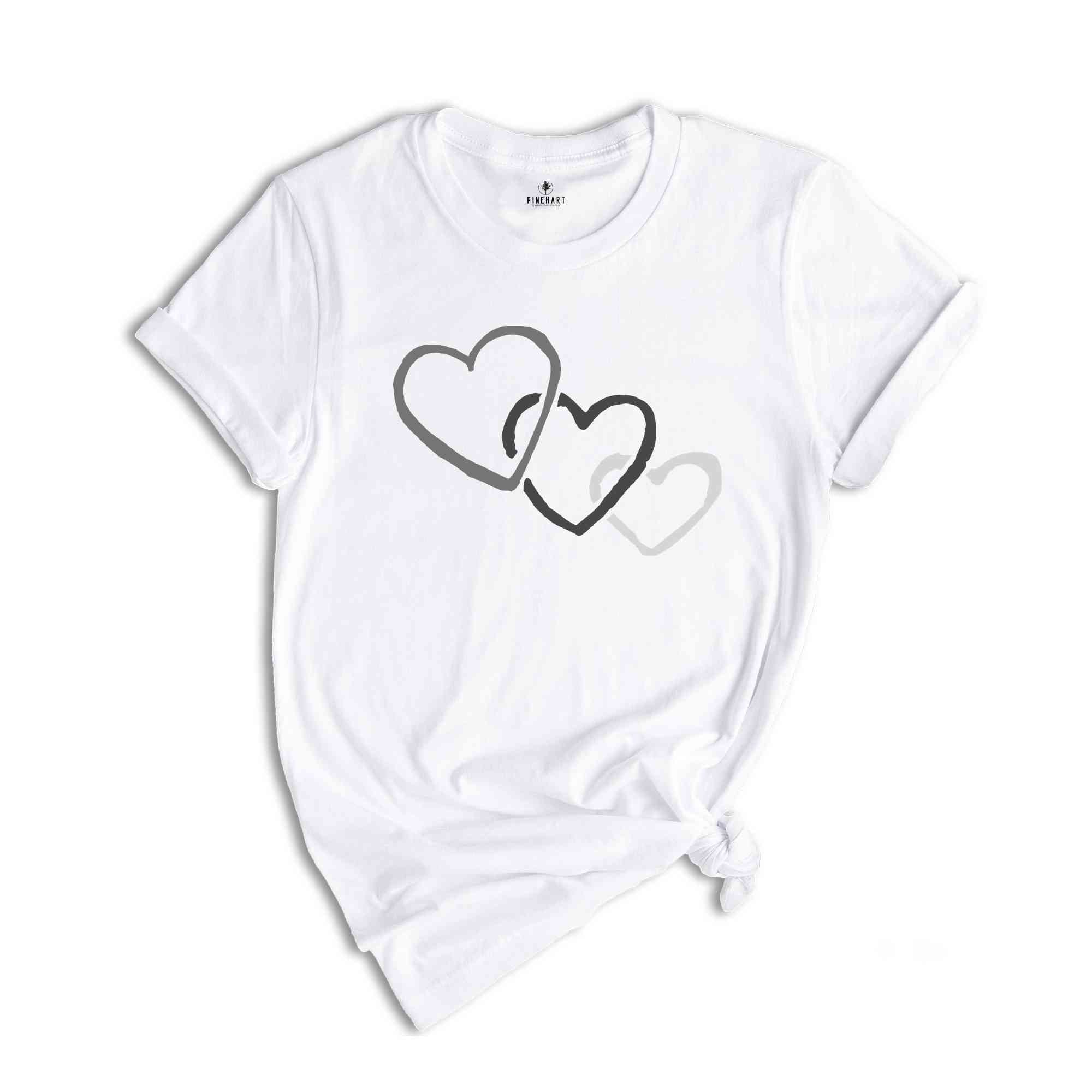 Intertwined Heart T-Shirt, Black and White Hearts Tee, Cute Hearts Shirt, Birthday Gifts, Hearts Shirt