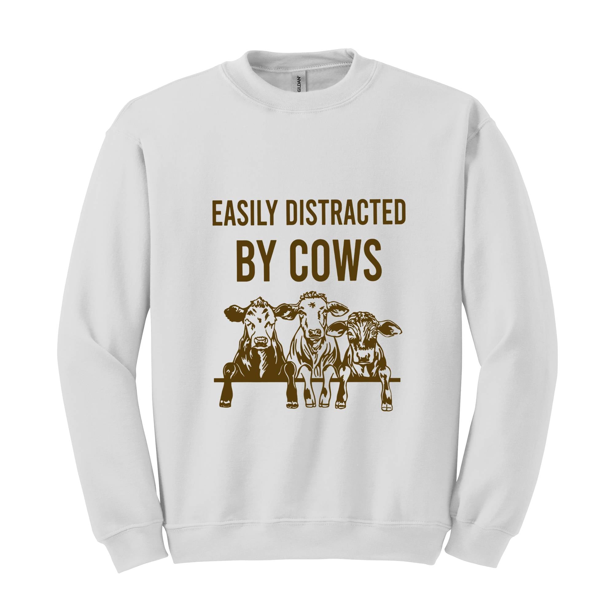 Easily Distracted By Cows Shirt, Women's Funny Country Hoodie, Cowgirl Sweatshirt, Humorous Saying Sweater, Cow Shirt, Farm Love Shirt