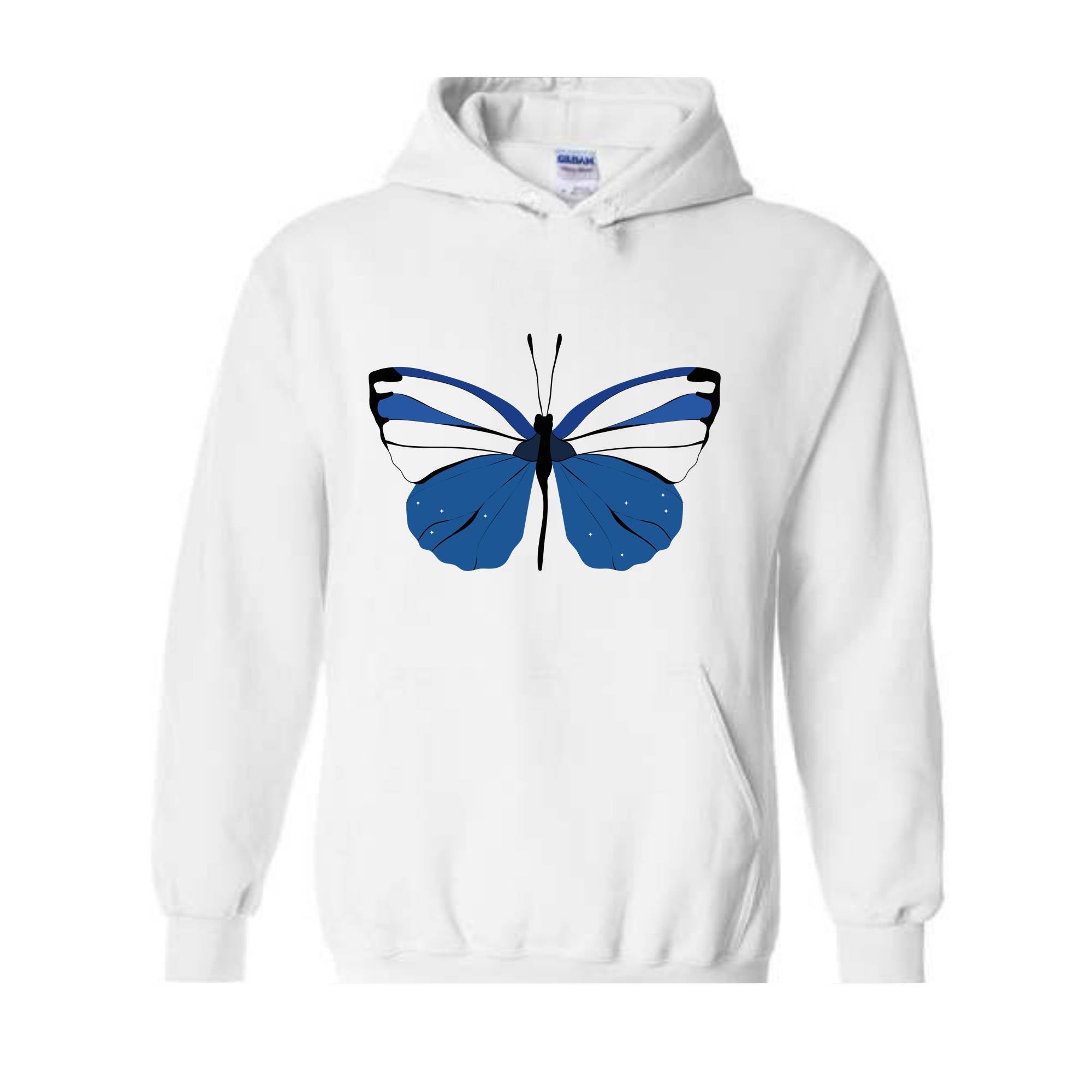 Blue Butterfly Sweatshirt, Butterfly Lover Sweatshirt, Butterfly Hoodie, Butterflies Sweater, Blue Lover Gift, Woman Butterfly Sweatshirt