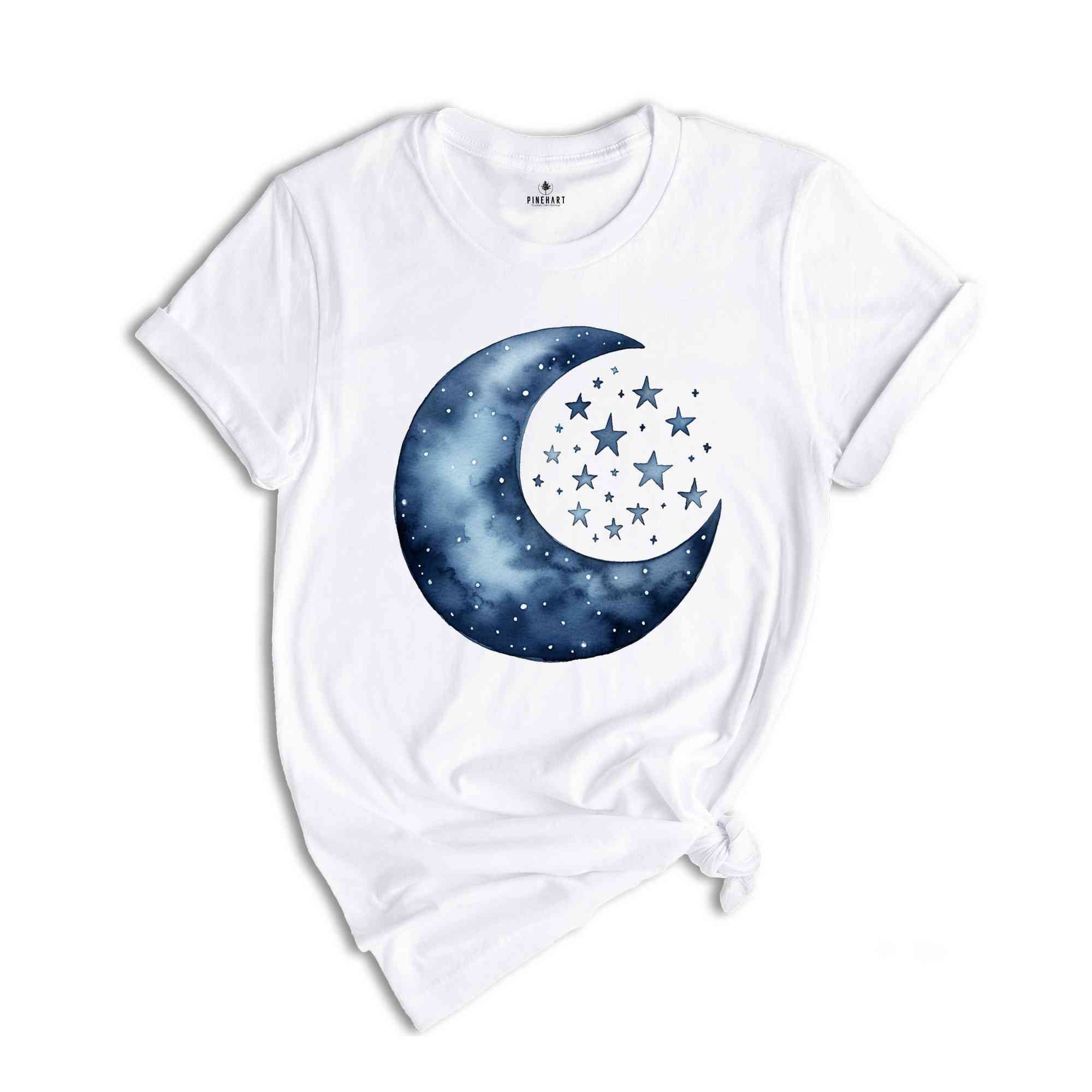 Moon and Stars Shirt, Boho Summer Shirt, Spring Break Tee, Celestial Shirt, Spiritual Shirt, Aesthetic Moon Shirt