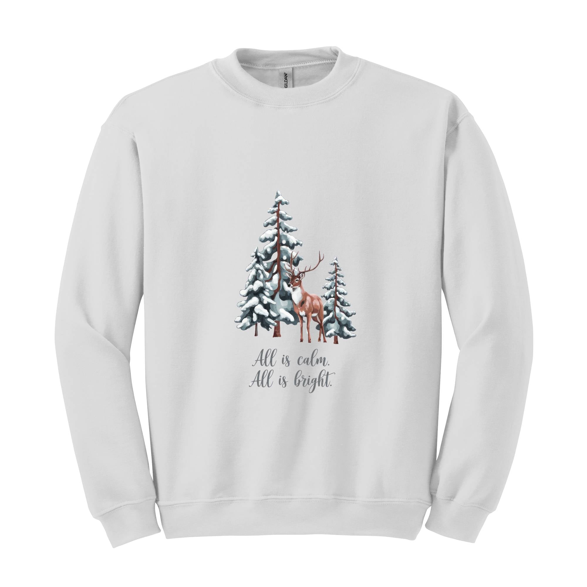 All Is Calm All Is Bright Sweatshirt, Family Christmas Sweater, Christmas Sweatshirts for Women, Merry Christmas Sweatshirt