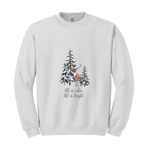 All Is Calm All Is Bright Sweatshirt, Family Christmas Sweater, Christmas Sweatshirts for Women, Merry Christmas Sweatshirt