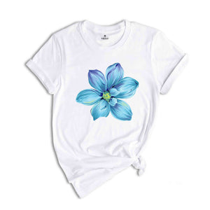 Blue Watercolor Flower Shirt, Daisy Flower Shirt, Plants Lover Gift, Botanical Shirt, Plant Mom Shirt, Flower Shop Shirt