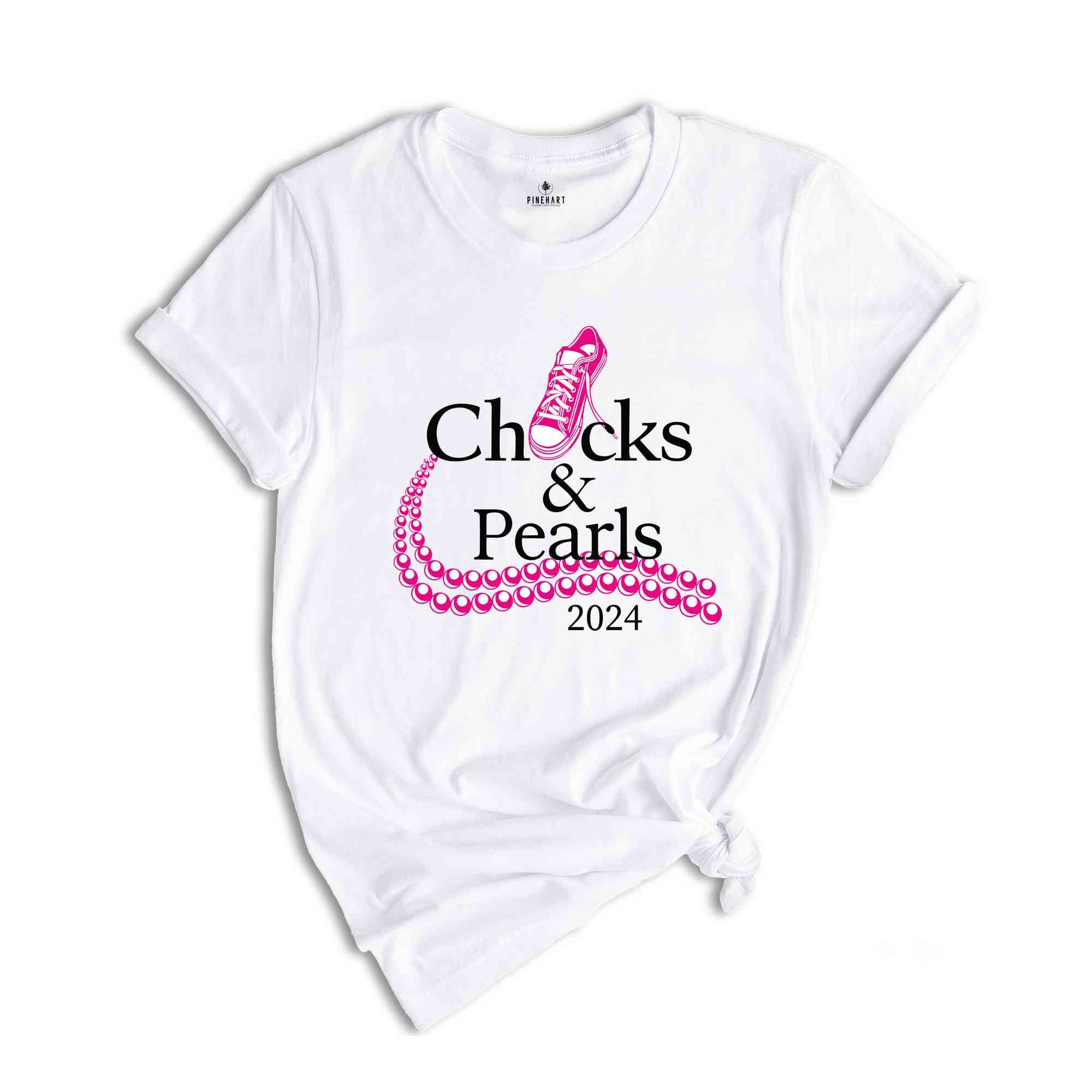 Chucks & Pearls 2024 Election T-Shirt, Kamala Harris Tee, Kamala Harris President 2024 Shirt, Usa Elections Gifts