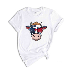 Oh My Stars Cow Shirt, Highland Cow shirt, Highland Cow With 4th July, American Flag Shirt, Fourth Of July Tee, Independence Day