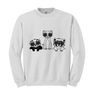 Funny Ferrets With Glasses Sketch Sweatshirt, Farm Lover Hoodie, Cute Animals Hoodie, Ferrets Meme Hoodie, Family Gift