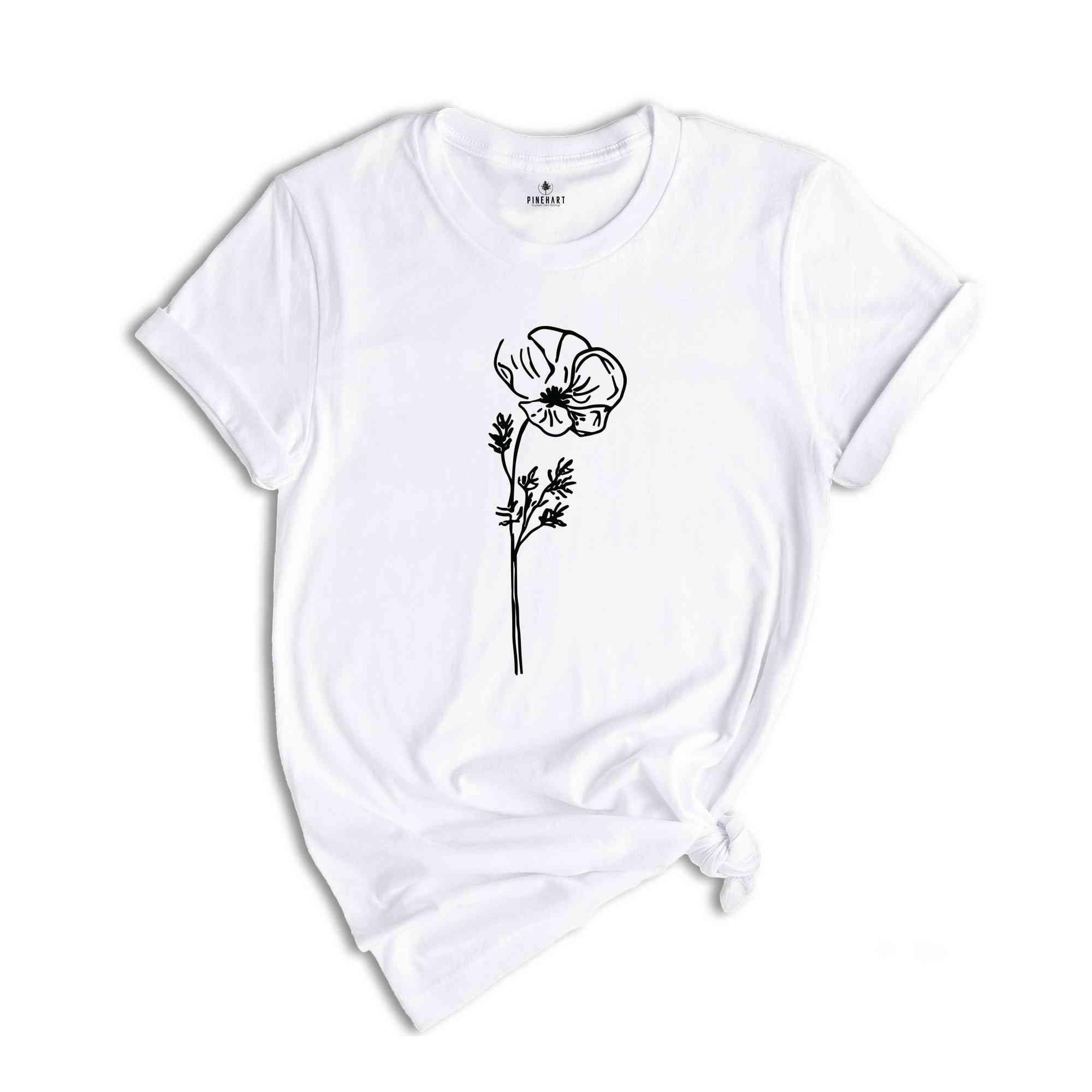 Poppy Flower Shirt, August Flower Shirt, August Birthday Shirt, Birthday Shirt, Birth Month Flower Shirt, Flower Shirt