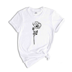 Poppy Flower Shirt, August Flower Shirt, August Birthday Shirt, Birthday Shirt, Birth Month Flower Shirt, Flower Shirt