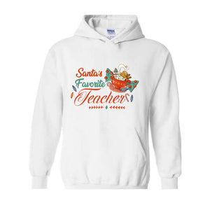 Santa's Favorite Teacher Christmas Shirt, Christmas Teacher Sweatshirt, Santa's Favorite Teacher Sweatshirt, Cute Teacher Christmas Sweater.