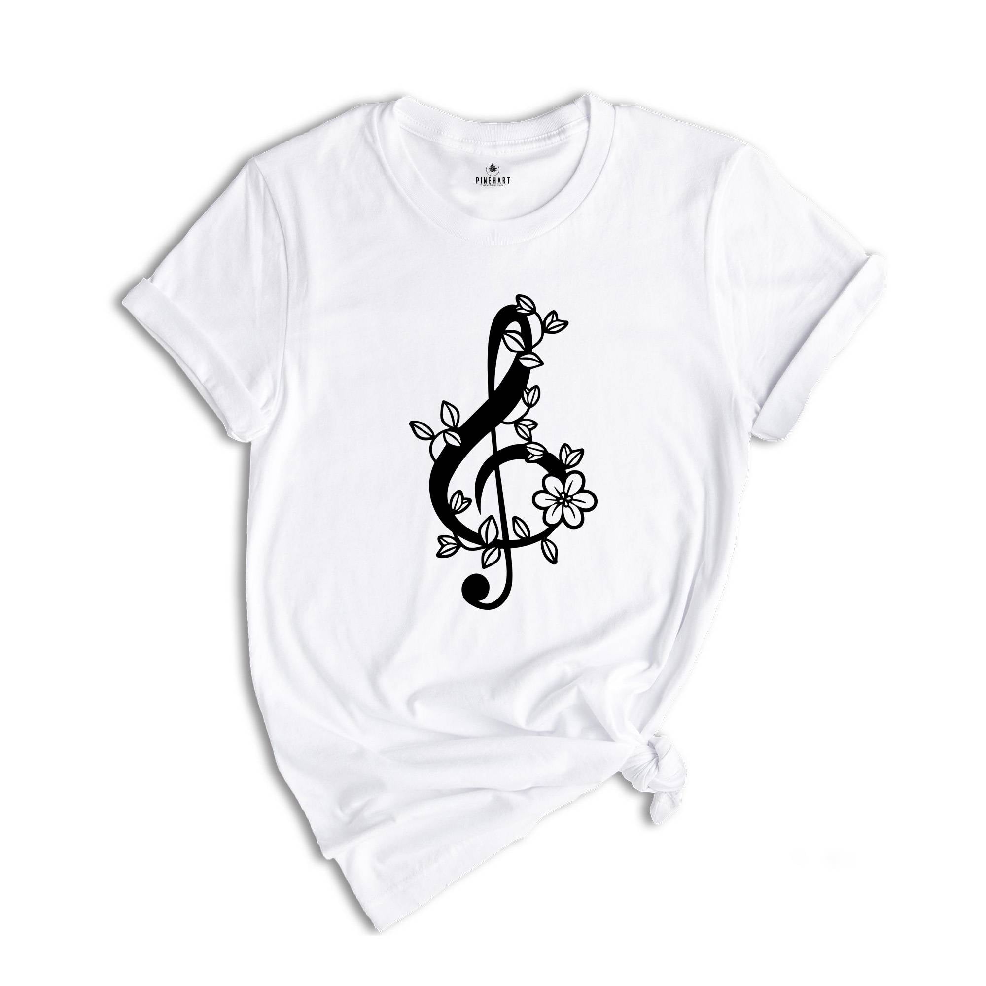 Floral Music Notes T-shirt, Music Teacher Shirt, Musician Gifts, Piano Tee, Music Notes Apparel, Funny Pianist Gift