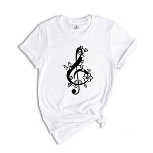 Floral Music Notes T-shirt, Music Teacher Shirt, Musician Gifts, Piano Tee, Music Notes Apparel, Funny Pianist Gift