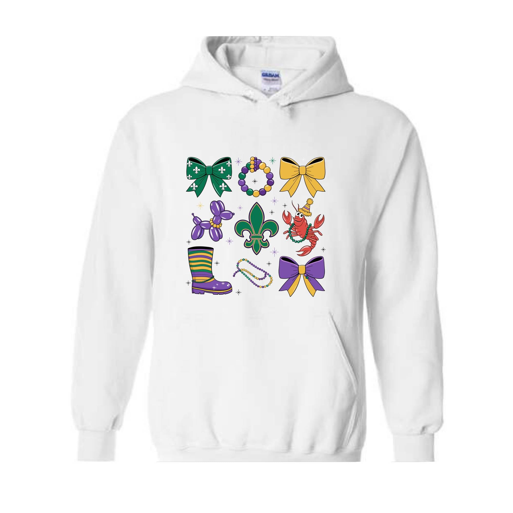 Coquette Mardi Gras Sweatshirt, Bow Mardi Gras Sweatshirt, Mardi Gras Hoodie, Ribbon Mardi Hoodie, Mardi Hoodie