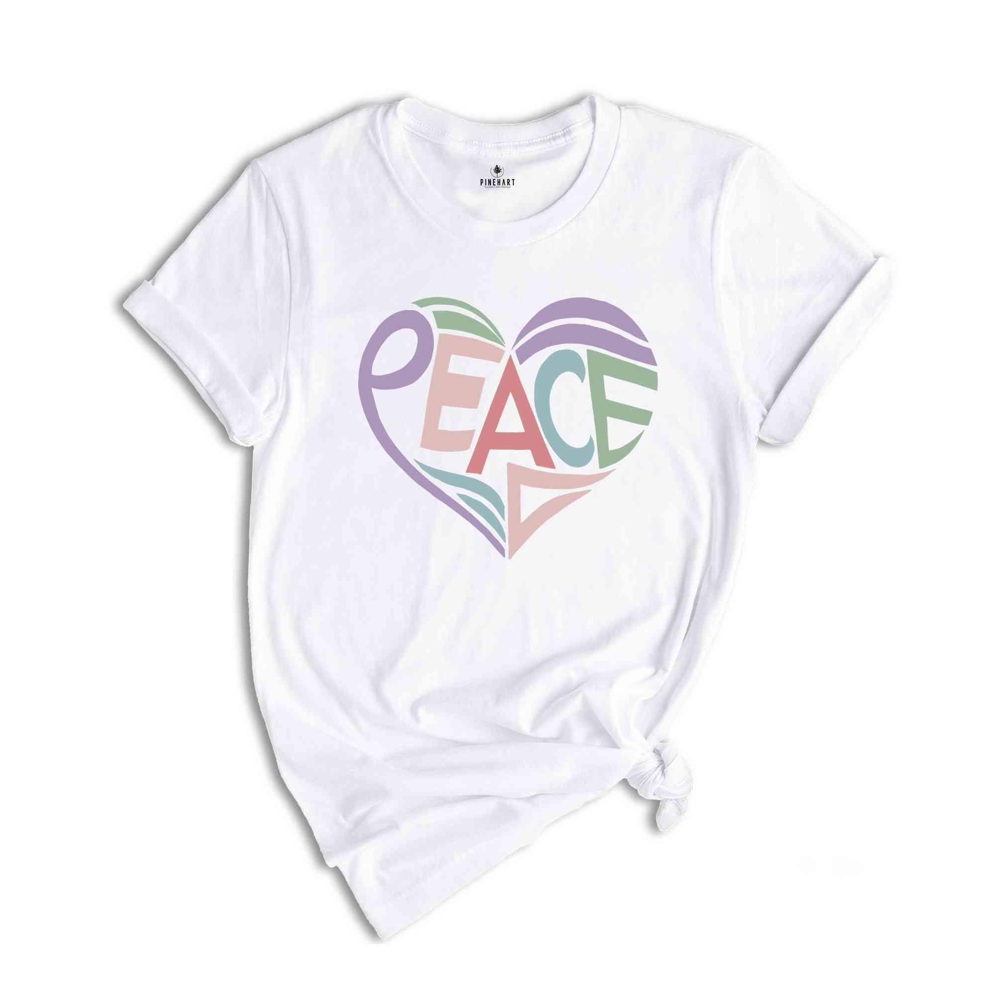 Peace T-Shirt, Peace Heart Shirt, Groovy Shirt, Groovy Peace Shirt, Boho Shirt, Peace Apparel, Boho Style Gifts