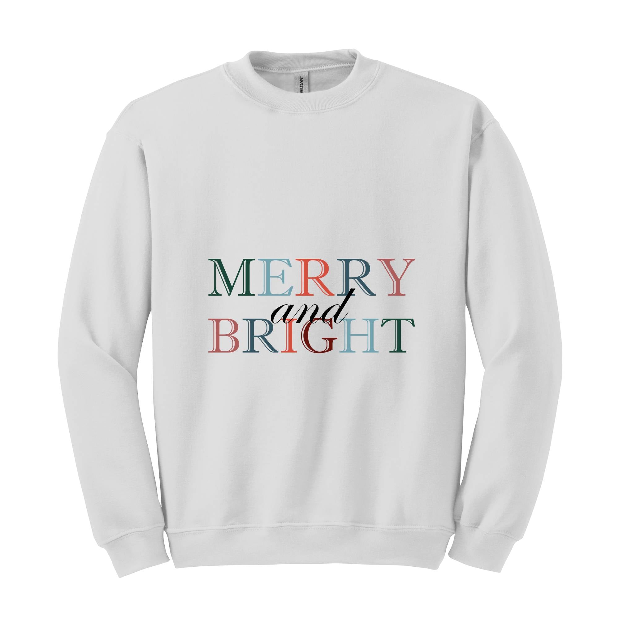 Merry and Bright Sweatshirt, Christmas Sweatshirt, Christmas Sweater, Christmas Pajamas, Holiday Sweatshirt, Xmas Apparel