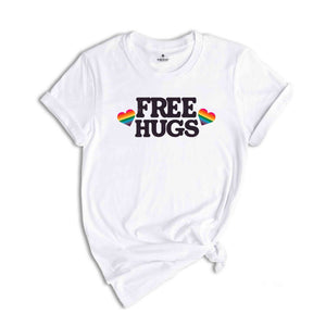 Free Hugs Rainbow Heart Shirt, Pride Month Shirt, Rainbow Heart Shirt, Hug T-shirt, LGBT Hug Tshirt, Rainbow Flag Heart Tee