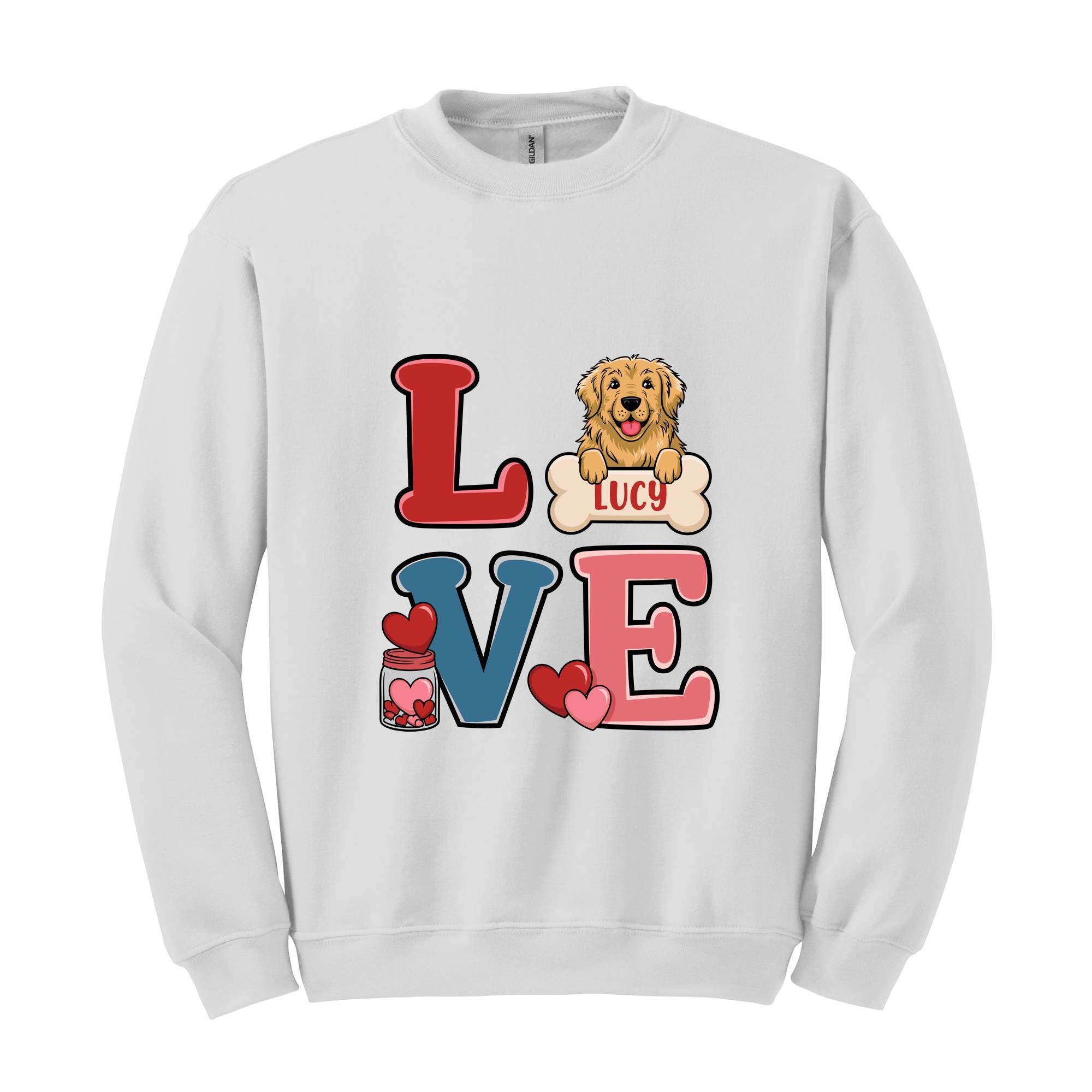 Personalized Dog Valentines Day Sweatshirt, Custom Dog , Cute Dog , Dog Lover , Girls Valentines Day Gift