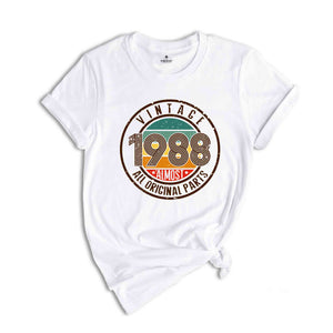 Vintage 1988 All Original Parts Shirt, 36th Birthday Shirt, 1988 Birthday Shirt, Retro 36th Birthday TShirt, 36 Years Birthday Shirt