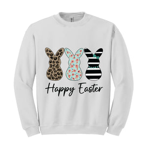 Happy Easter Sweatshirt, Leopard Bunny Sweatshirt, Floral Bunny Hoodie, Happy Easter Hoodie, Easter Gifts