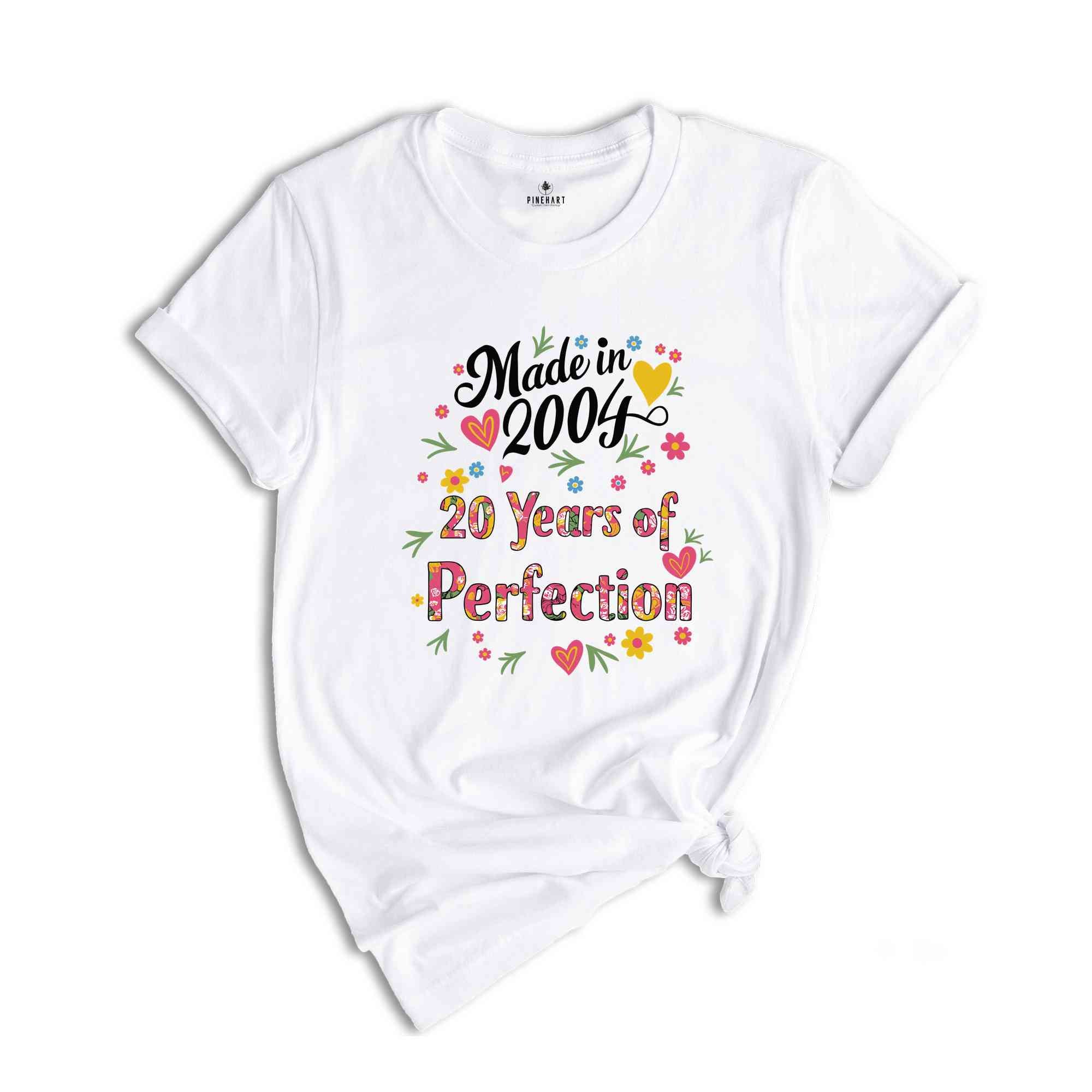 20th Birthday T-Shirt, 2004 T-Shirt, 20th Birthday Gift, Floral Birthday Shirt, Aunt Birthday Gift, Mothers Day Gift