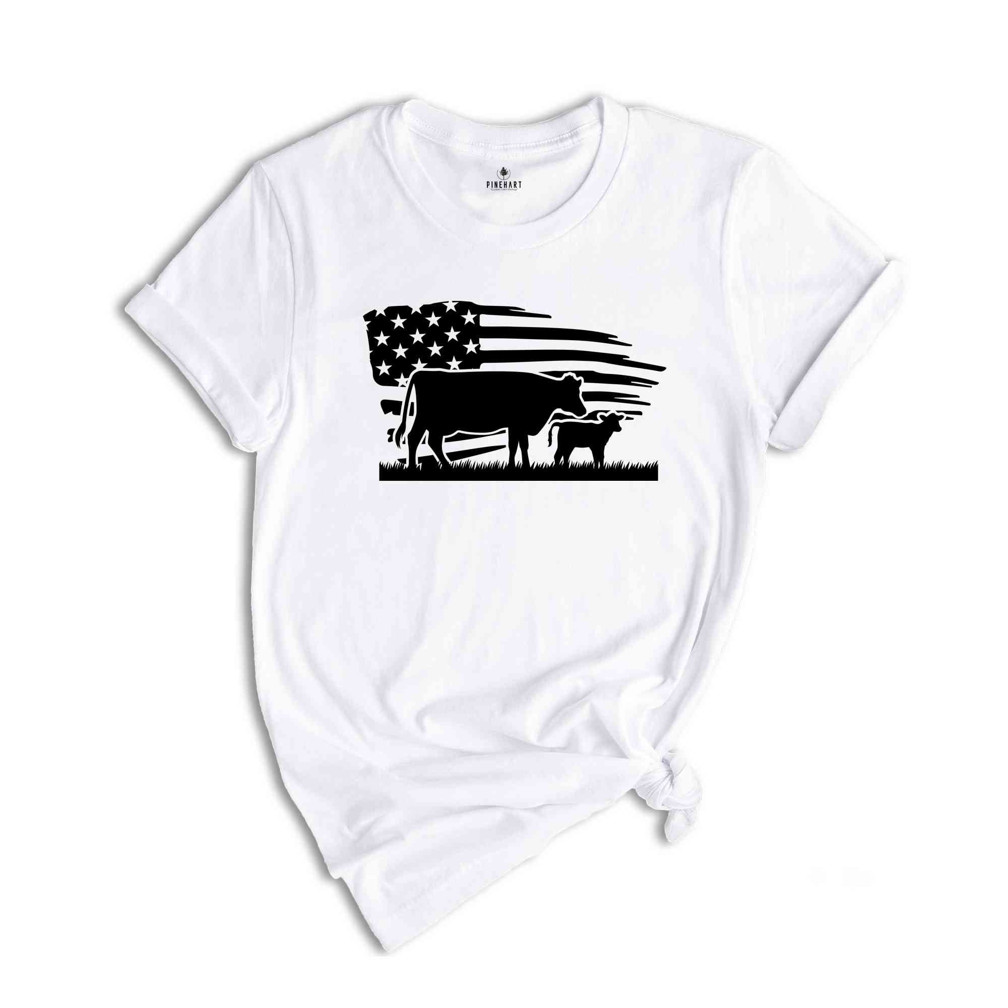 USA Cow Farm Shirt, Farm Cow T-Shirt, Farmer Cow Tee, Farm Animal Shirt, Farmer American Flag Shirt, Farmer Gift