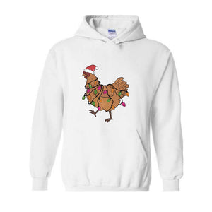 Chicken Christmas Lights Sweatshirt, Animal Christmas Sweatshirt, Farm Christmas Sweatshirt, Funny Chicken Lover, Women Chicken Hoodie