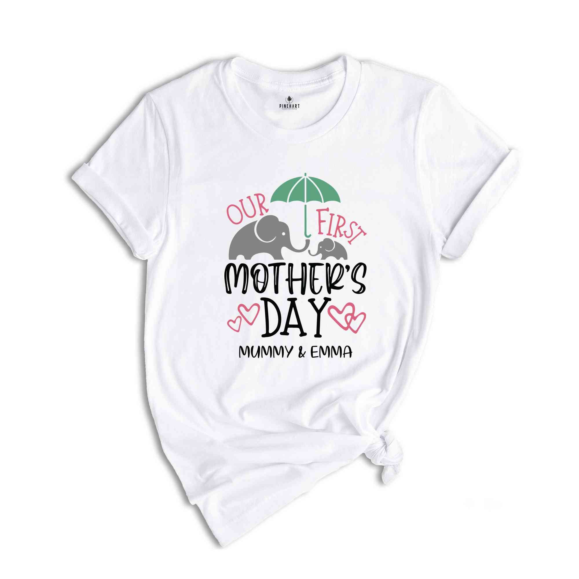 Custom Matching Our First Mother's Day T-Shirt, Cute Mummy And Baby Personalized Shirt, Mother's Day T-Shirt