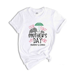 Custom Matching Our First Mother's Day T-Shirt, Cute Mummy And Baby Personalized Shirt, Mother's Day T-Shirt