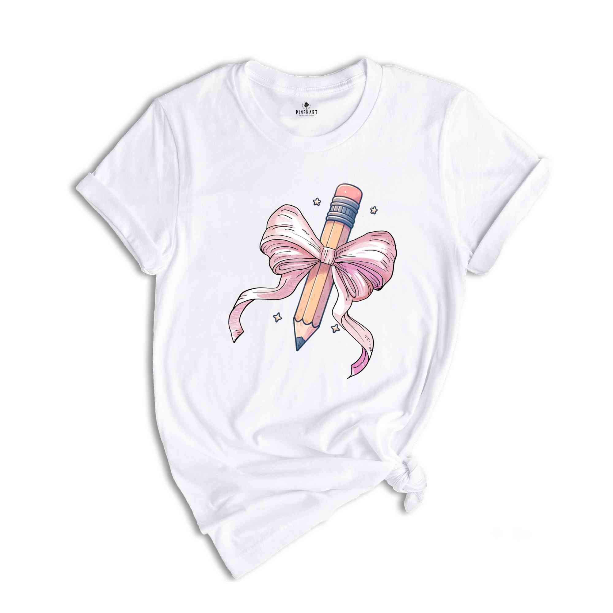 Coquette Teacher T-shirt, Coquette Pencil Bow T-shirt, Back To School Tee, Teacher Appreciation Gift, Gifts For Teachers