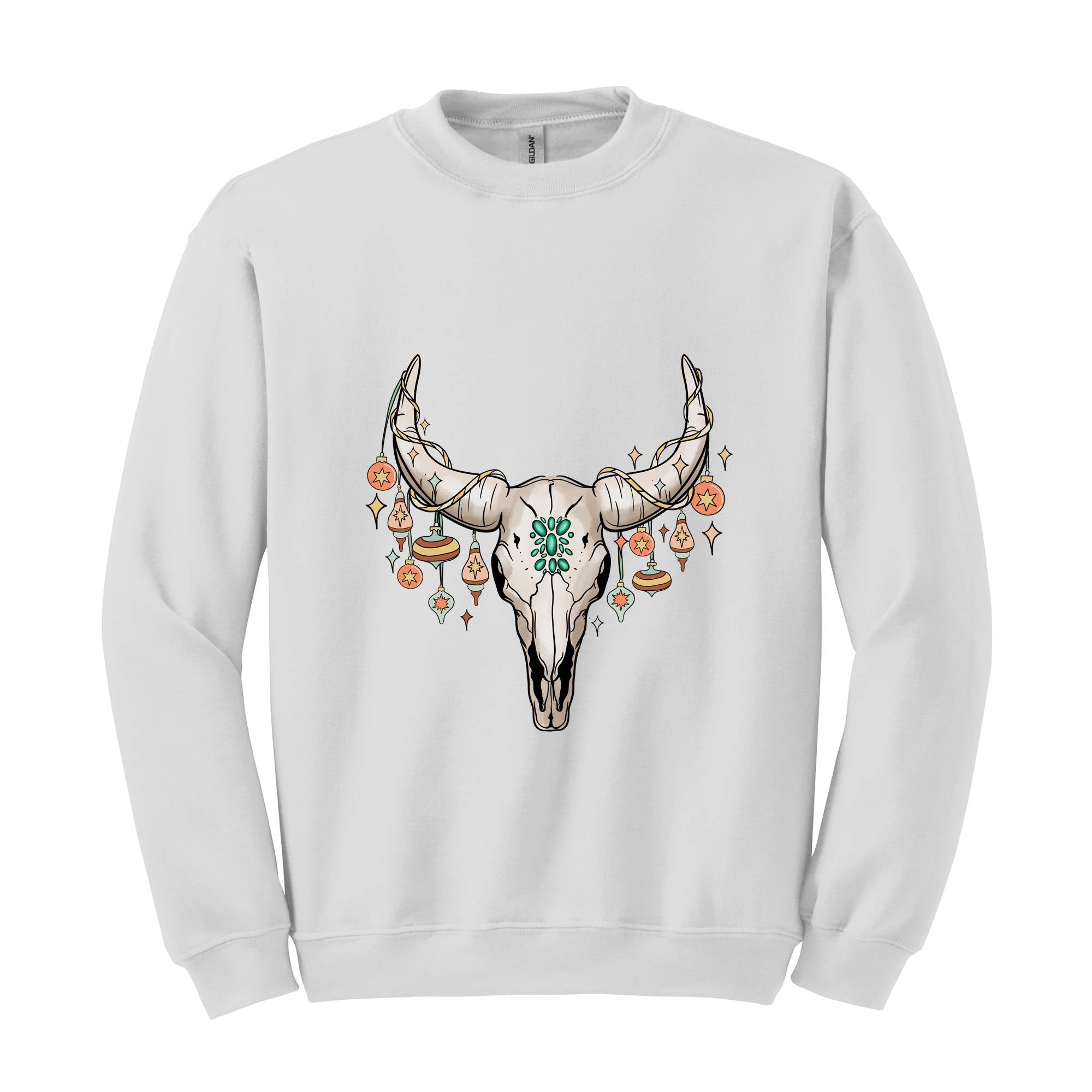 Western Christmas Sweatshirt, Bull Skull , Cowboy Christmas Sweater, Cowgirl Sweatshirt, Christmas Gifts