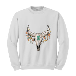 Western Christmas Sweatshirt, Bull Skull , Cowboy Christmas Sweater, Cowgirl Sweatshirt, Christmas Gifts