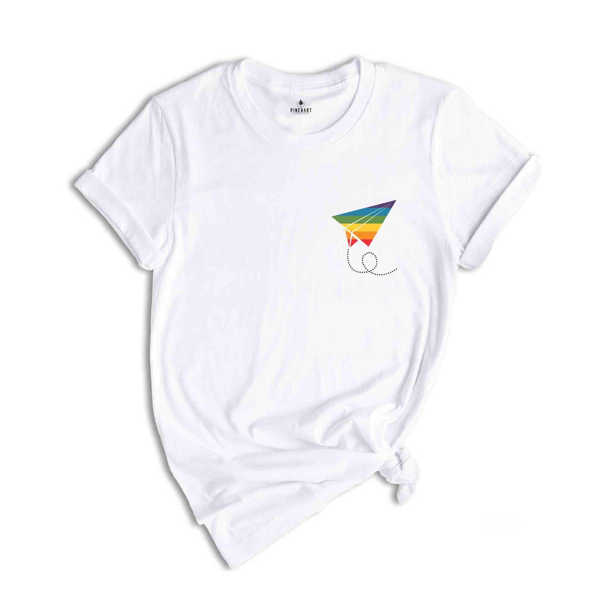 Pride Paper Plane Shirt, LGBT Flag Shirt, Bisexual Shirt, Lesbian T-Shirt, Rainbow Shirt, LGBT Pocket Shirt, Gay Pride Shirt