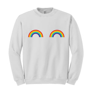 Rainbow boobs Sweatshirt, Cute boobs Crewneck, Breast Boobs Sweatshirt, Free the Nipple Sweatshirt, Gay Pride Sweatshirt, LGBT Crewneck