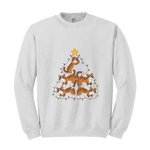 Christmas Cat Sweatshirt, Cute Orange Cat Shirt, Orange Cat Gift, Orange Tabby Cat Shirt, Cat Lover Gift For Christmas