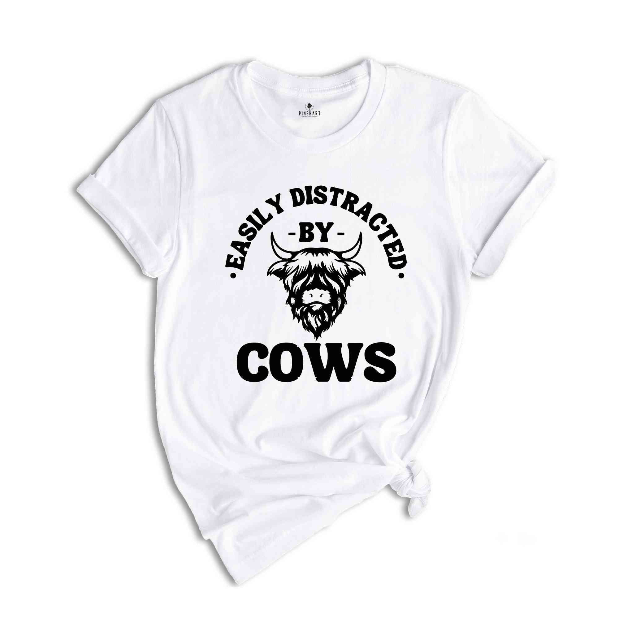 Easily Distracted By Cows T-shirt, Cow T-shirt, Animal Lover T-shirt, Cute Cow T-shirt, Funny Animal T-shirt