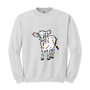 Christmas Highland Cow Sweatshirt, Christmas Animals Sweatshirt, Farm Cow Sweater, Farmer Christmas Sweatshirt