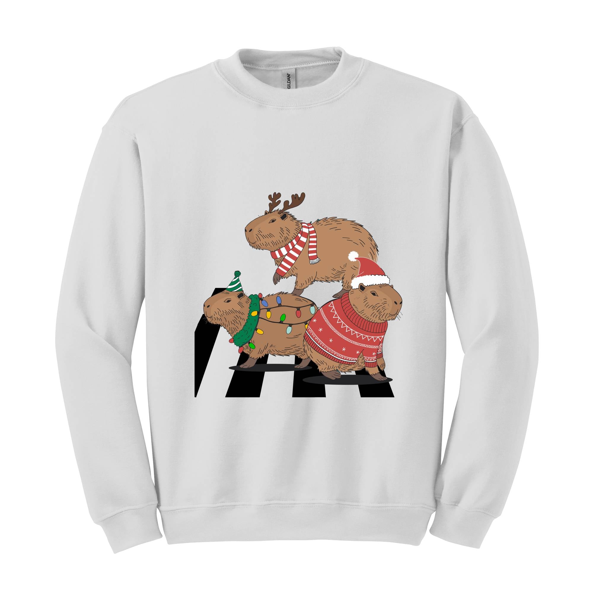 Capybara Sweatshirt, Funny Capybara Christmas Sweatshirt, Capybara Holiday Shirts, Capybara Santa Hoodie, Christmas Lights Hoodie